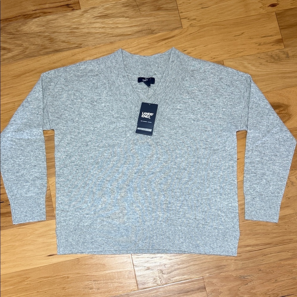 100% Cashmere V-neck Sweater Lands End